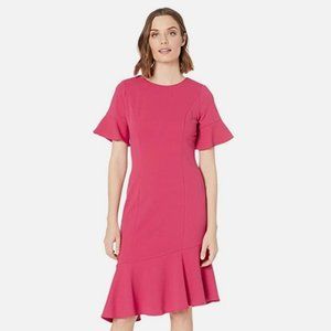 Adrianna Papell Women's Knit Crepe Ruffle Midi Dress